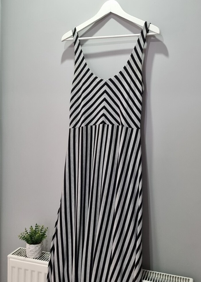 Gri siyah maxi elbise - Görsel 5