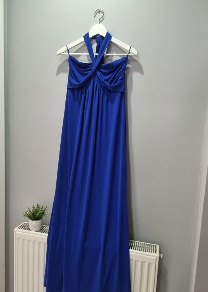 Mavi Maxi Elbise - Görsel 4