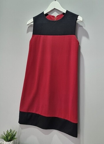 Bordo Siyah mini elbise - Görsel 2