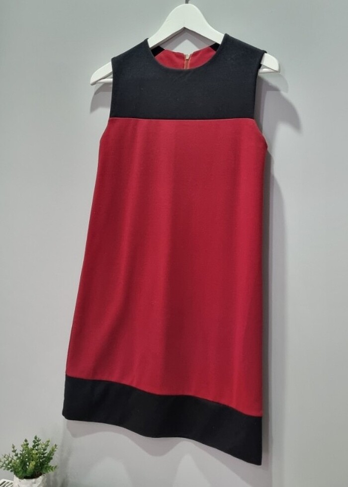 Bordo Siyah mini elbise - Görsel 2