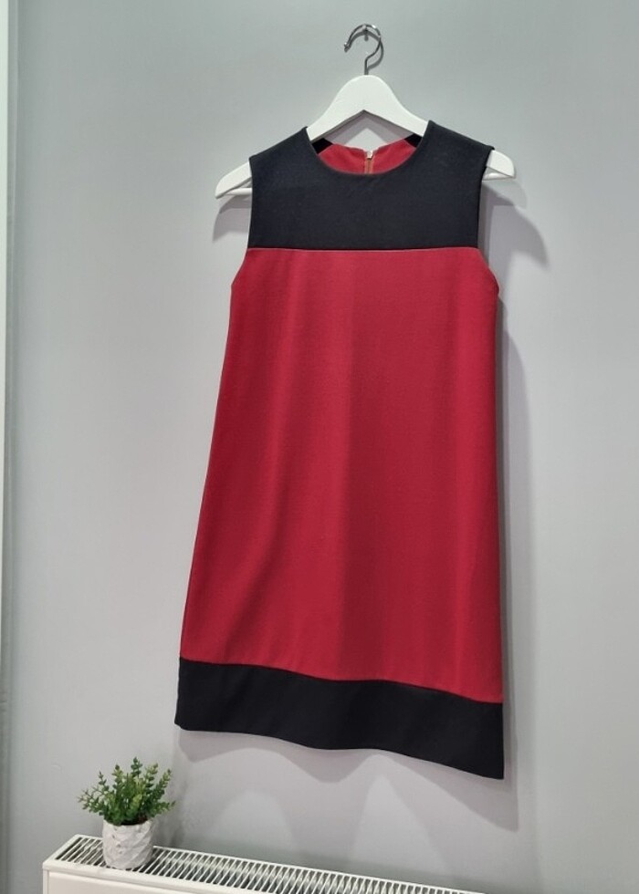 Bordo Siyah mini elbise - Görsel 3