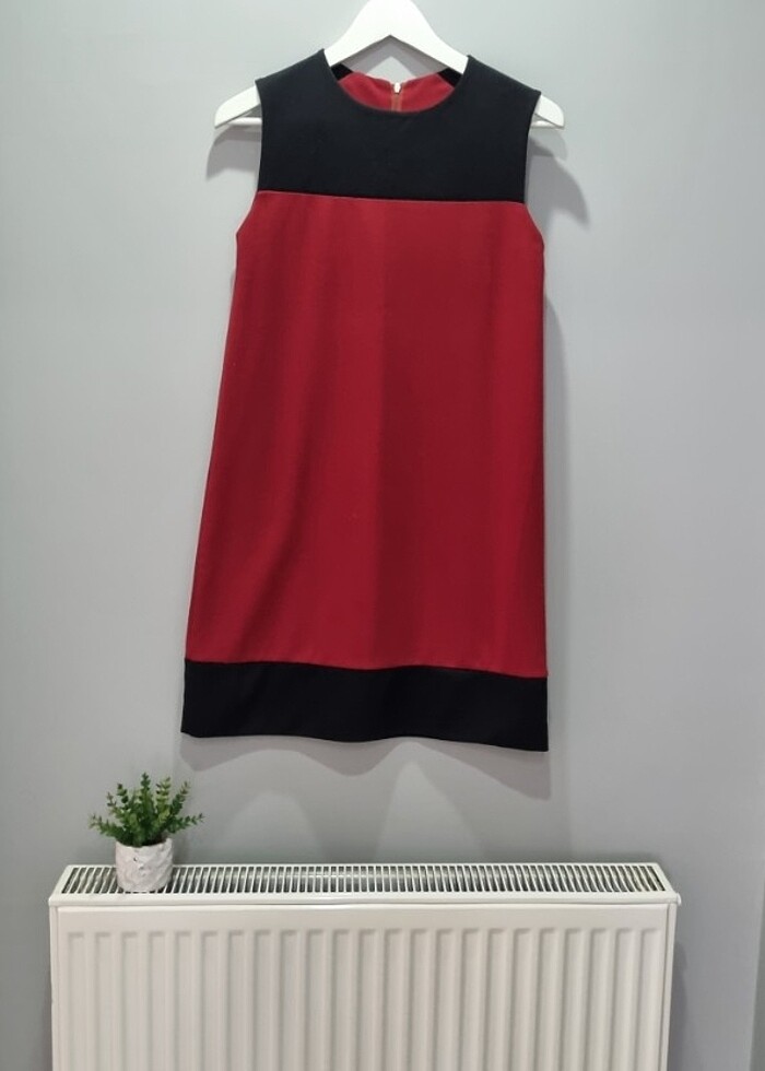 Bordo Siyah mini elbise - Görsel 5