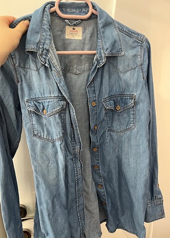 Colin's Dugmeli Mavi Denim Kadin Gomlek