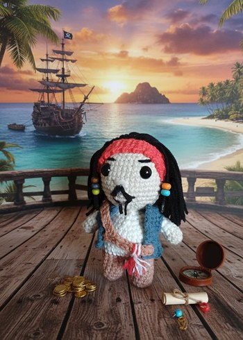 Amigurumi kaptan jack sparrow - Görsel 2