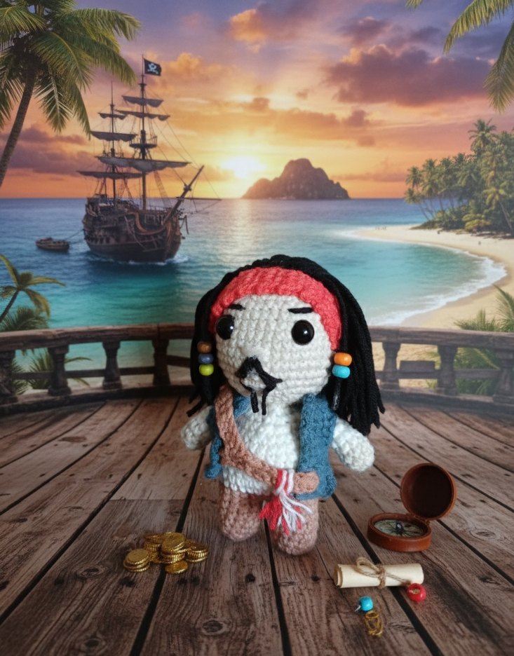 Amigurumi kaptan jack sparrow - Görsel 2