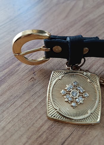 Beden Gri Deri Zincir Detaylı Kadın Kemer