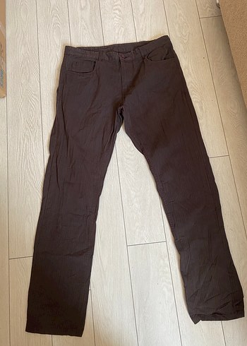 Kahverengi Regular Fit Keten kadın Pantolon