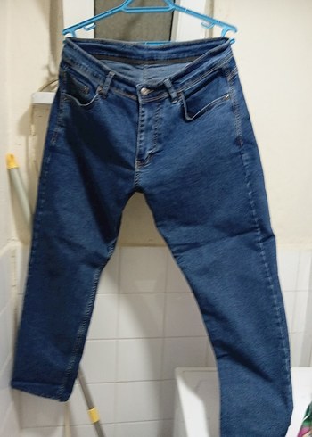 Dikiş Detaylı Parlak Mavi erkek kot pantalon - Görsel 3