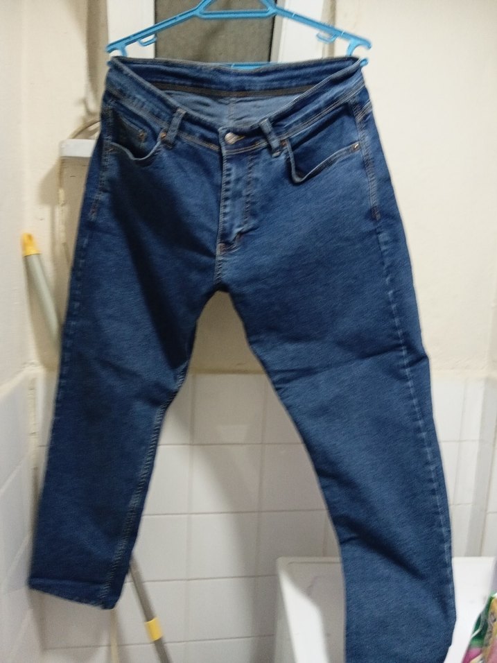 Dikiş Detaylı Parlak Mavi erkek kot pantalon - Görsel 3