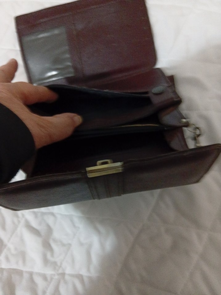 mürdüm Deri Vintage erkek kol Cüzdanı - Görsel 2