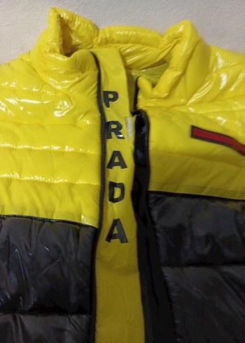 Sarı Siyah Fermuarlı Erkek Şişme Yelek PRADA - Görsel 7