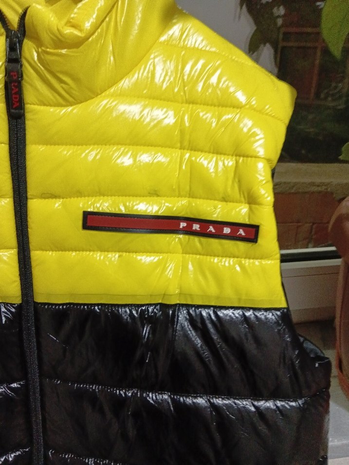 Sarı Siyah Fermuarlı Erkek Şişme Yelek PRADA - Görsel 2
