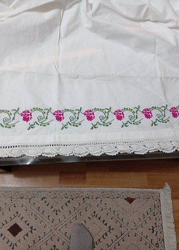 Nakışlı Beyaz karyola eteği - Görsel 5
