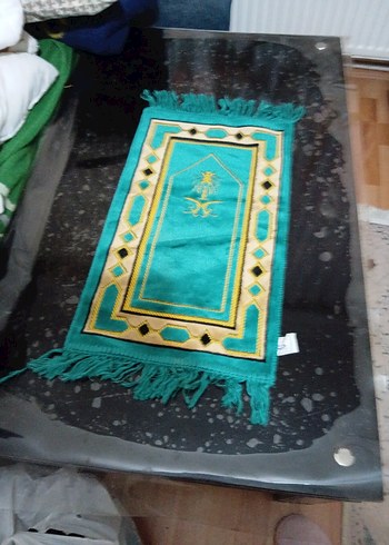 Nakışlı Turkuaz Renkli Halı kadife kumaş - Görsel 3