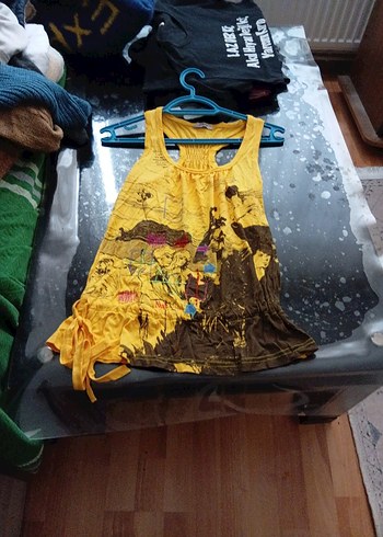 Sarı Baskılı Bohem Kolsuz Mini Üst ürün sıfırdır# miray# - Görsel 2