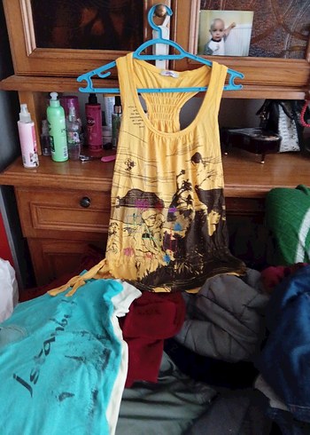 Sarı Baskılı Bohem Kolsuz Mini Üst ürün sıfırdır# miray# - Görsel 3