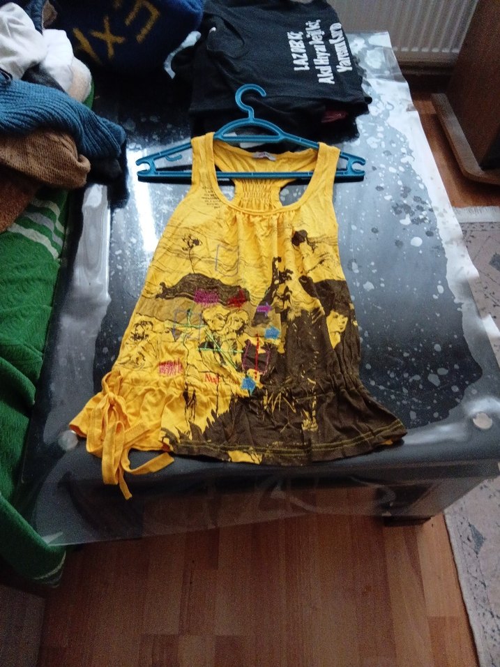 Sarı Baskılı Bohem Kolsuz Mini Üst ürün sıfırdır# miray# - Görsel 2