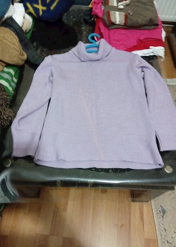 Mor Boğazlı Örgü Kadın Kazak - Görsel 5