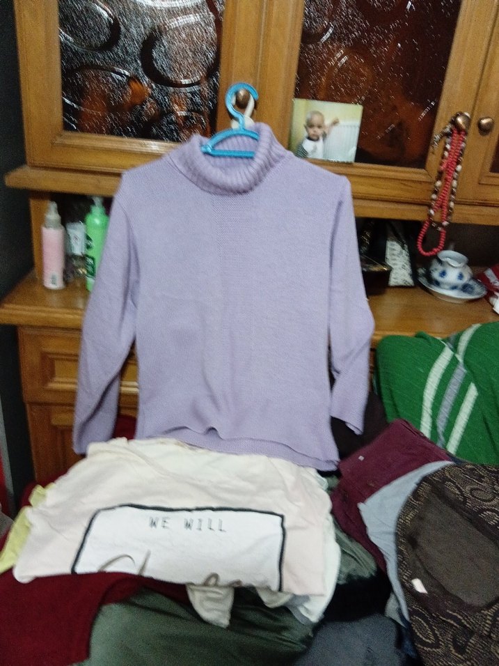 Mor Boğazlı Örgü Kadın Kazak - Görsel 4