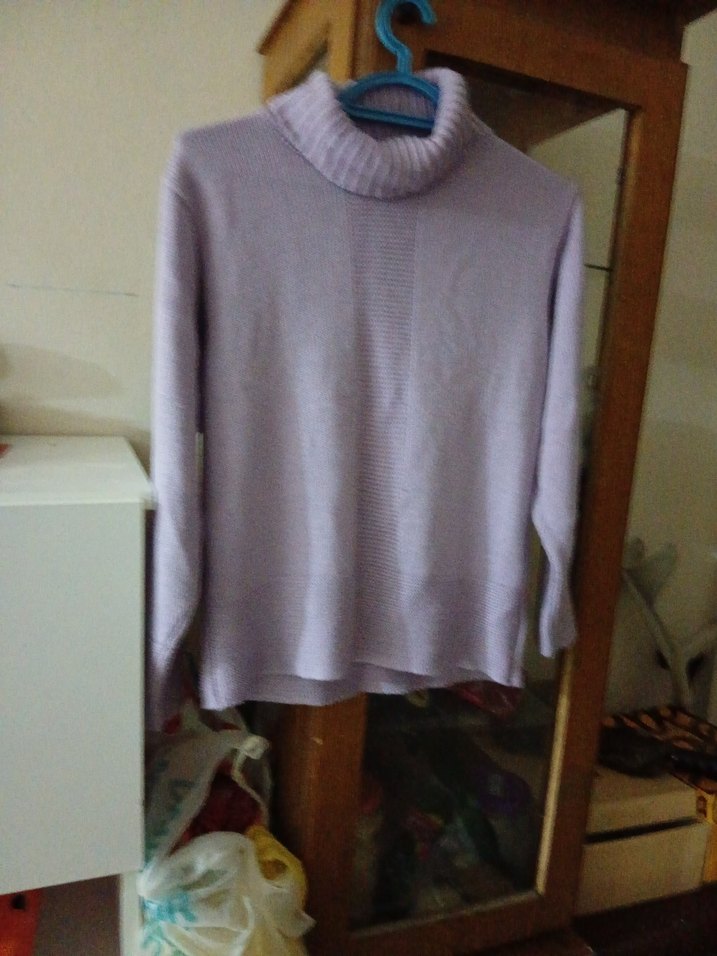 Mor Boğazlı Örgü Kadın Kazak - Görsel 3