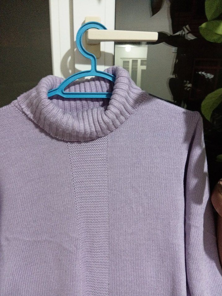 Mor Boğazlı Örgü Kadın Kazak - Görsel 2