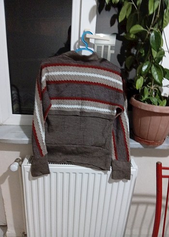 Bohem Tarzı Kahverengi Mini Triko Kazak - Görsel 2