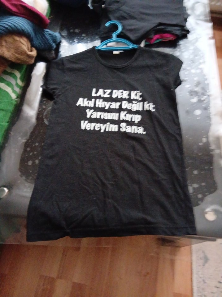Baskılı Siyah Kız Tişörtü, Kısa Kollu, Salaş - Görsel 3