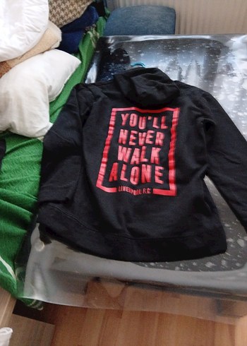 Siyah Kapüşonlu Baskılı Kadın Sweatshirt YENİDİR lcw - Görsel 2