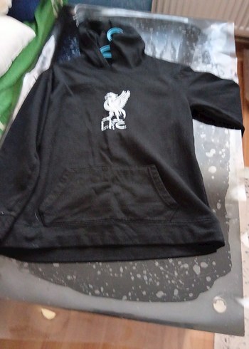 Siyah Kapüşonlu Baskılı Kadın Sweatshirt YENİDİR lcw - Görsel 4