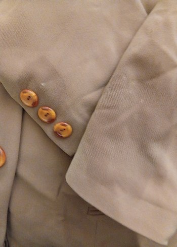 Bej Kadın Süet Midi Blazer Ceket - Görsel 5