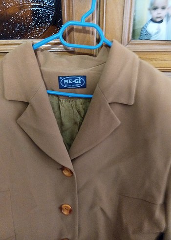 Bej Kadın Süet Midi Blazer Ceket - Görsel 2