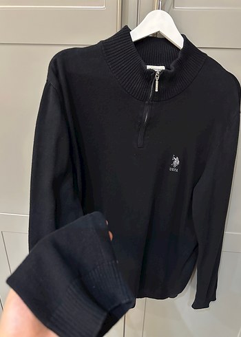 Erkek Siyah Yarım Fermuarlı Yaka Sweatshirt
