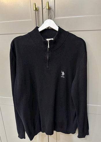 U.S Polo Assn. Erkek Siyah Yarım Fermuarlı Yaka Sweatshirt