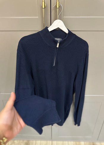 Pierre Cardin Erkek Lacivert Fermuarlı Yarım Balıkçı Yaka Kazak