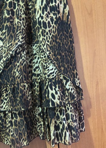 Drapeli leopar Desenli Elbise - Görsel 3