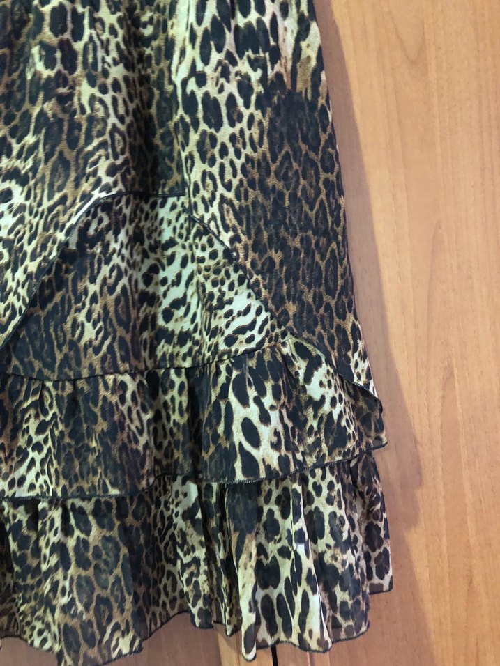 Drapeli leopar Desenli Elbise - Görsel 3