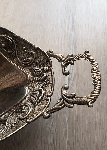 Vintage Desenli Parlak 2li Gümüşlük Tabak - Görsel 5