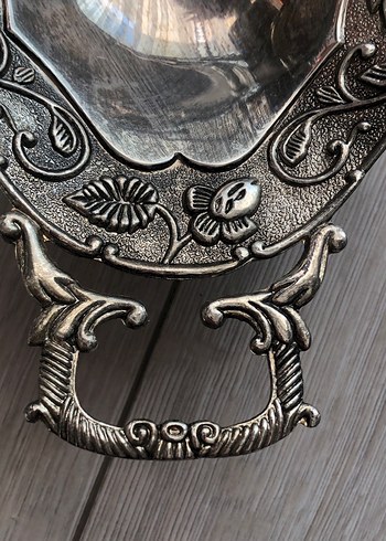 Vintage Desenli Parlak 2li Gümüşlük Tabak - Görsel 7