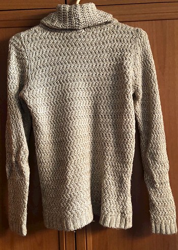 Bohem Tarzı Bej Örgü Kadın Kazak - Görsel 3