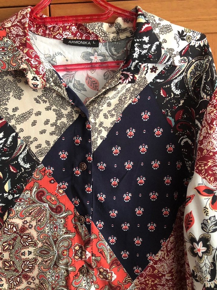 Bohem Çok Renkli Desenli Gömlek - Görsel 2