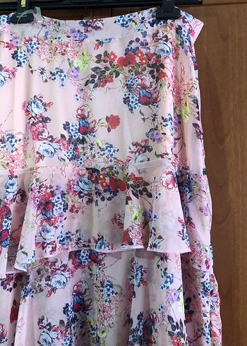 Pembe Bohem Uzun Fırfırlı Etek - Görsel 5