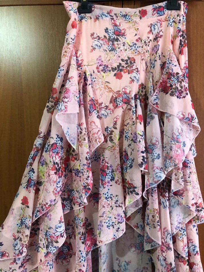 Pembe Bohem Uzun Fırfırlı Etek - Görsel 3