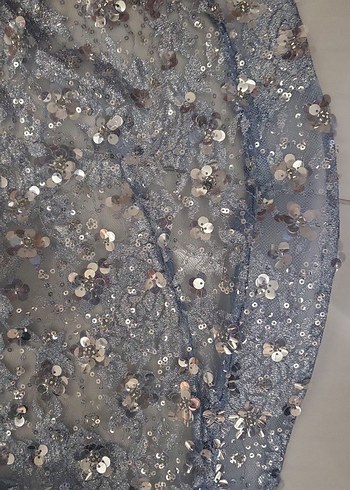 Bebe mavisi Uzun Abiye Elbise - Görsel 8