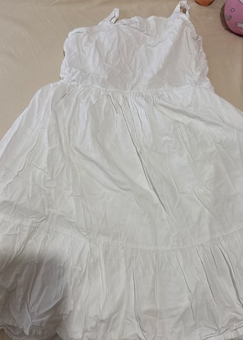 LC Waikiki Nakışlı Beyaz Kız Çocuk Keten Elbise