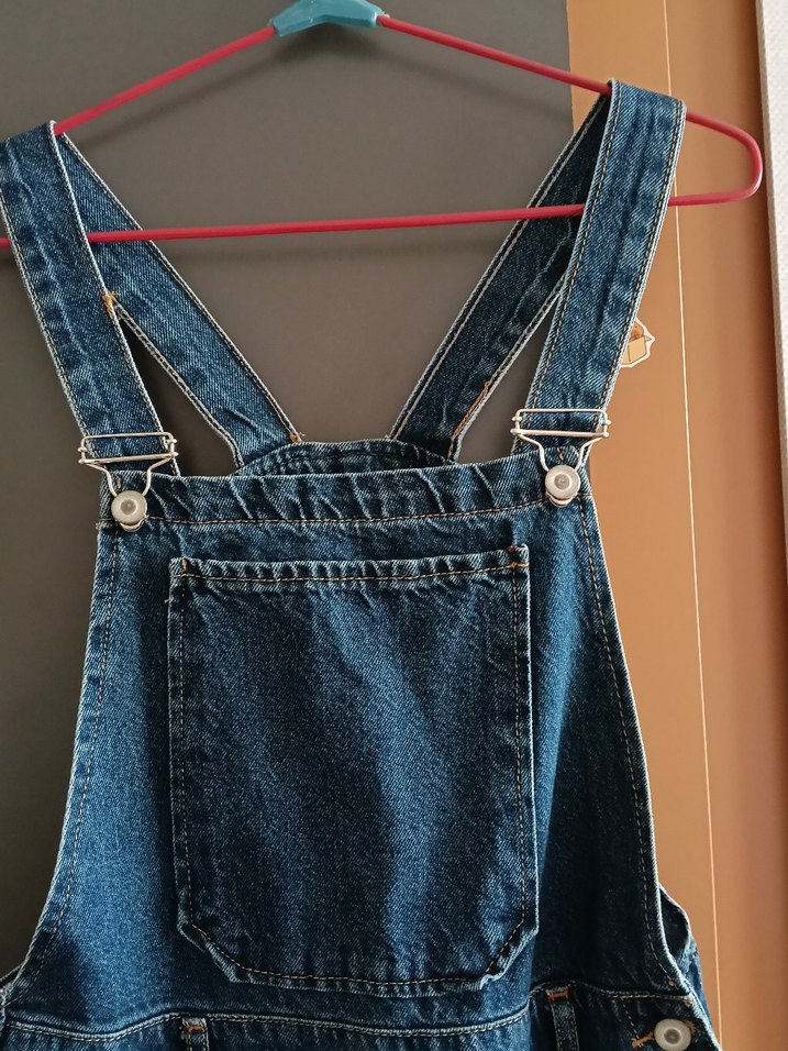 Mavi Kot Kadın Kısa Salopet - Görsel 3