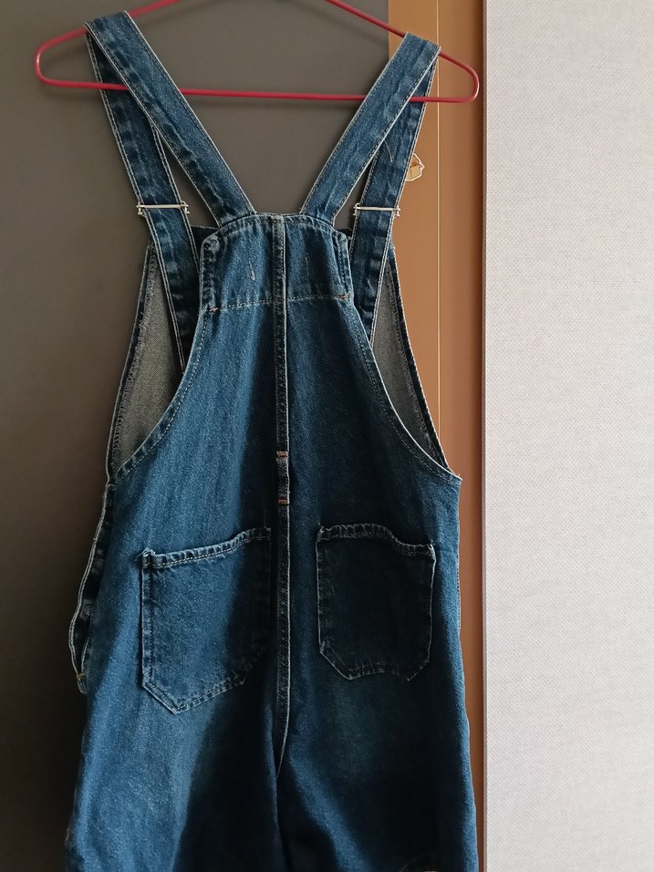 Mavi Kot Kadın Kısa Salopet - Görsel 4