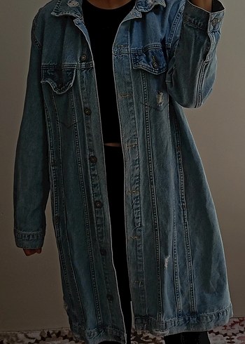 uzun kot ceket - Görsel 3