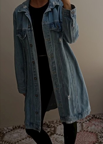 uzun kot ceket - Görsel 4