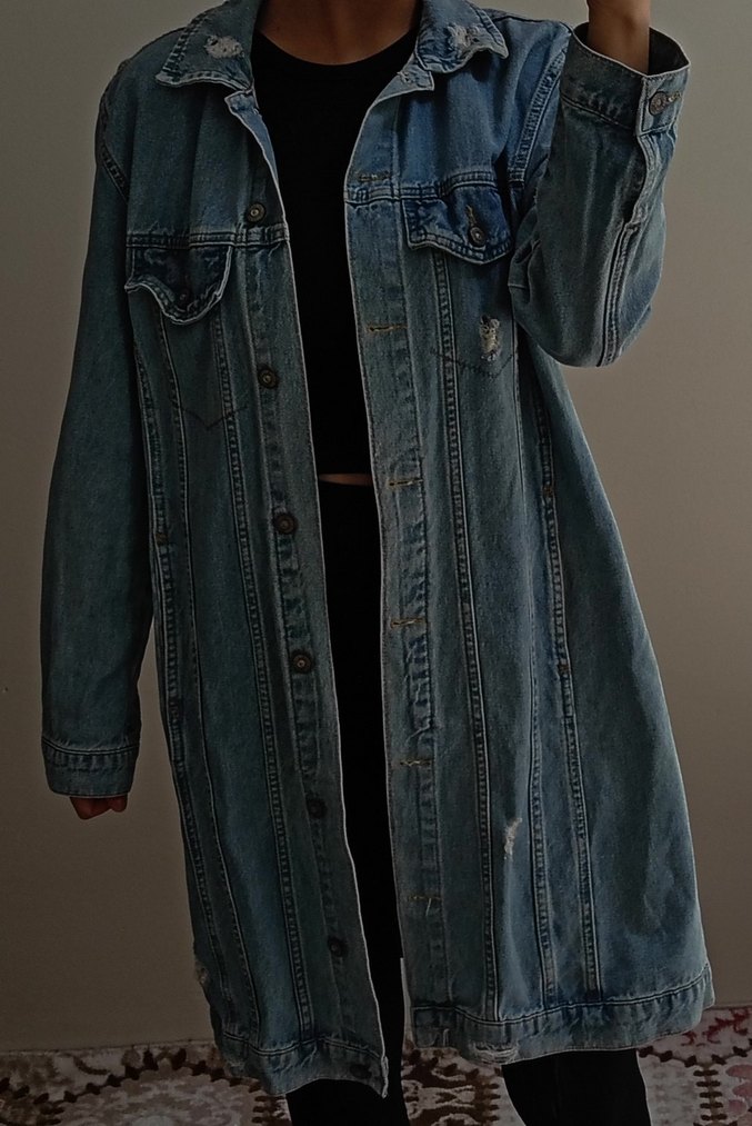 uzun kot ceket - Görsel 3