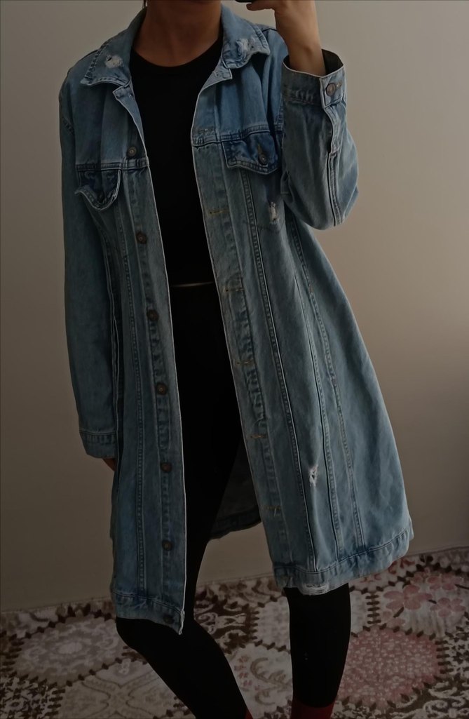 uzun kot ceket - Görsel 4